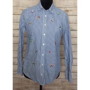 J Crew Button Down With Dragonfly Jewel Detail